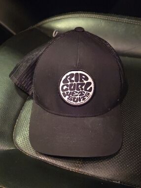 Rip Curl Boys Black Trucker Hat with Circular Logo Patch